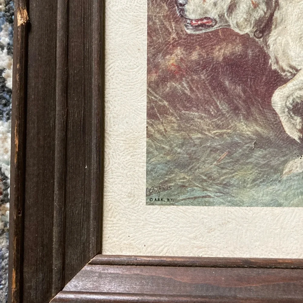 Rare Antique Edmund Osthaus “Dog Hunting in a Field” Litho Print - Picture 8 of 14